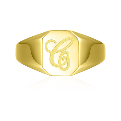 Custom Octagon Signet Ring - Letter