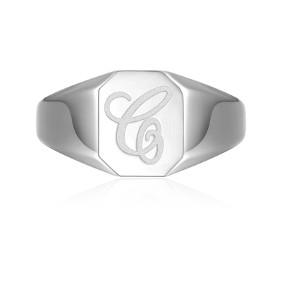 Custom Octagon Signet Ring - Letter