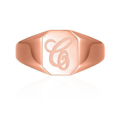 Custom Octagon Signet Ring - Letter
