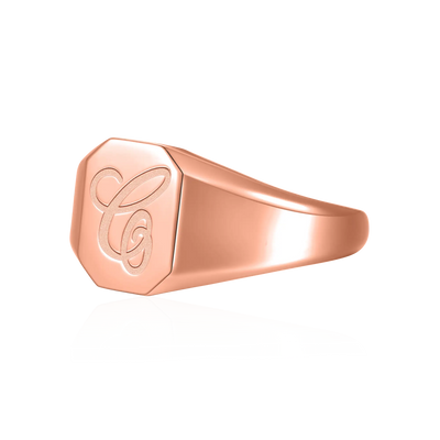 Custom Octagon Signet Ring - Letter