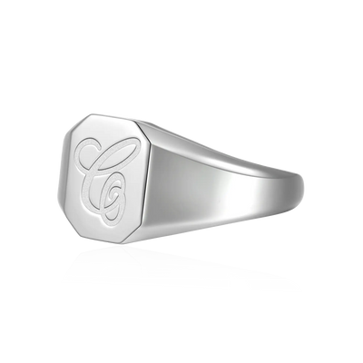 Custom Octagon Signet Ring - Letter