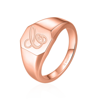 Custom Octagon Signet Ring - Letter