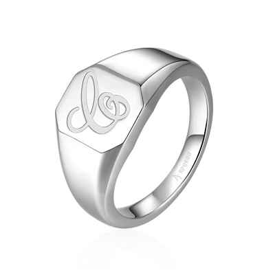 Custom Octagon Signet Ring - Letter