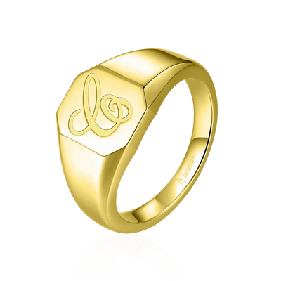 Custom Octagon Signet Ring - Letter