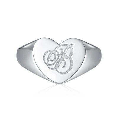Custom Heart Signet Ring - Letter