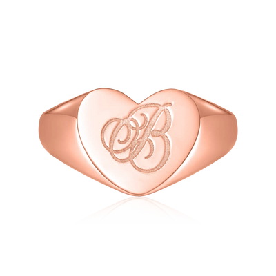 Custom Heart Signet Ring - Letter
