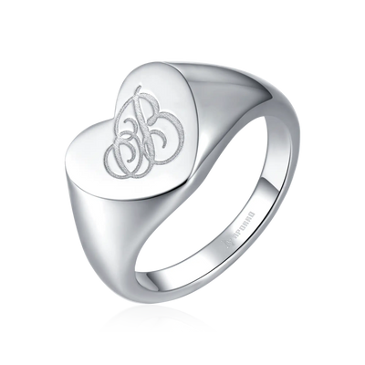 Custom Heart Signet Ring - Letter