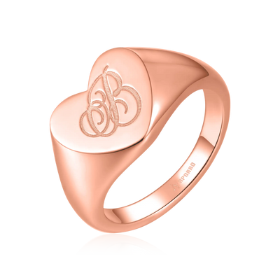 Custom Heart Signet Ring - Letter