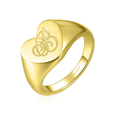 Custom Heart Signet Ring - Letter