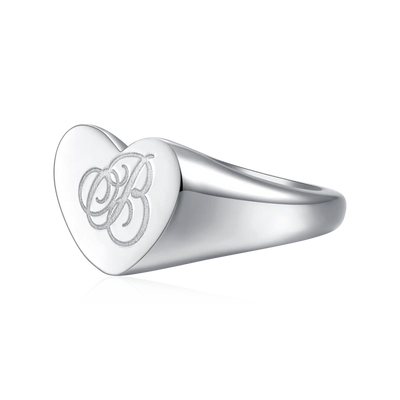 Custom Heart Signet Ring - Letter
