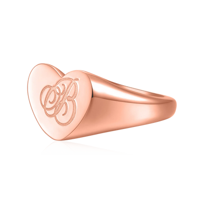 Custom Heart Signet Ring - Letter