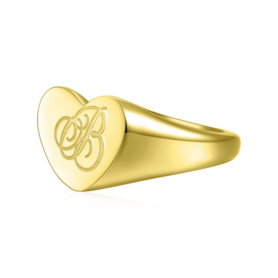 Custom Heart Signet Ring - Letter