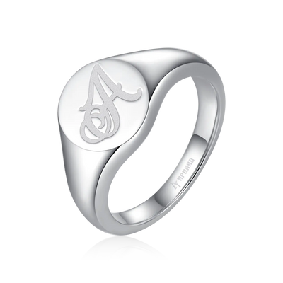 Custom Oval Signet Ring - Letter