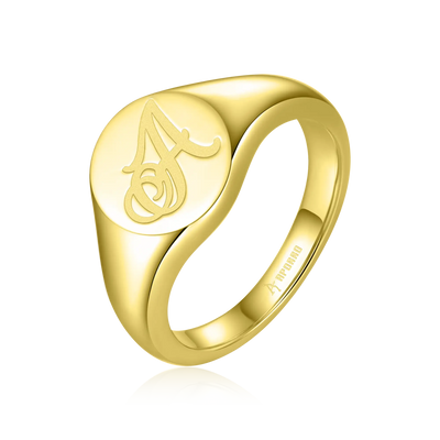 Custom Oval Signet Ring - Letter