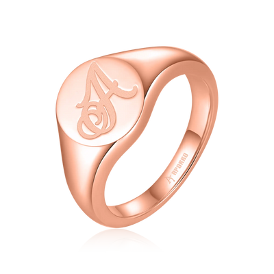 Custom Oval Signet Ring - Letter