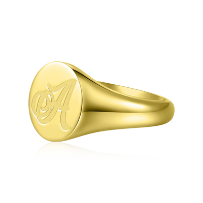Custom Oval Signet Ring - Letter