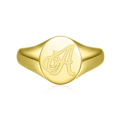 Custom Oval Signet Ring - Letter