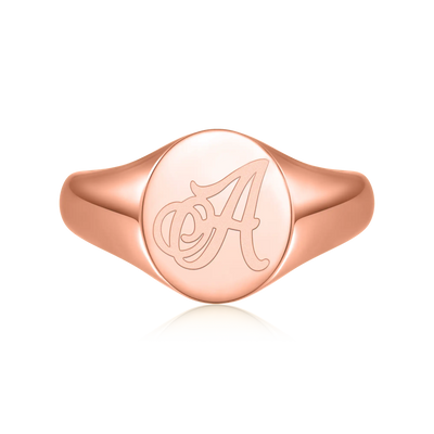 Custom Oval Signet Ring - Letter