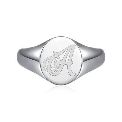 Custom Oval Signet Ring - Letter