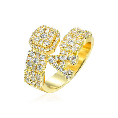 Custom Baguette Cut Mix Letter Ring