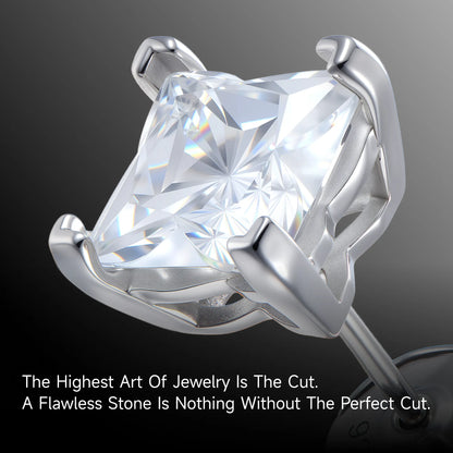 Moissanite Solid Clover Cut Stud Earrings - White