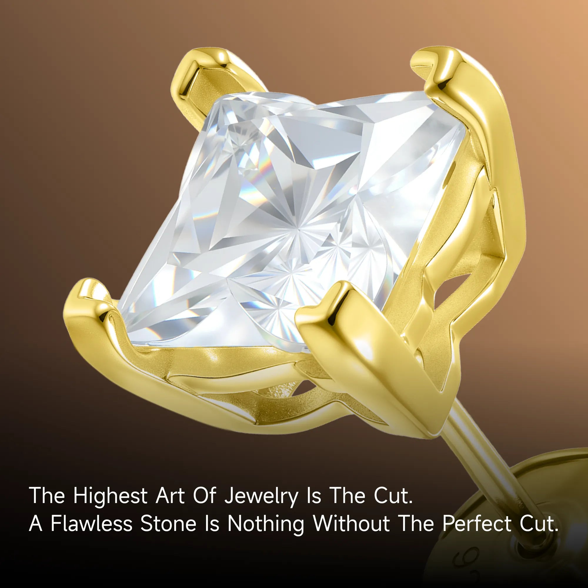 Moissanite Solid Clover Cut Stud Earrings - White
