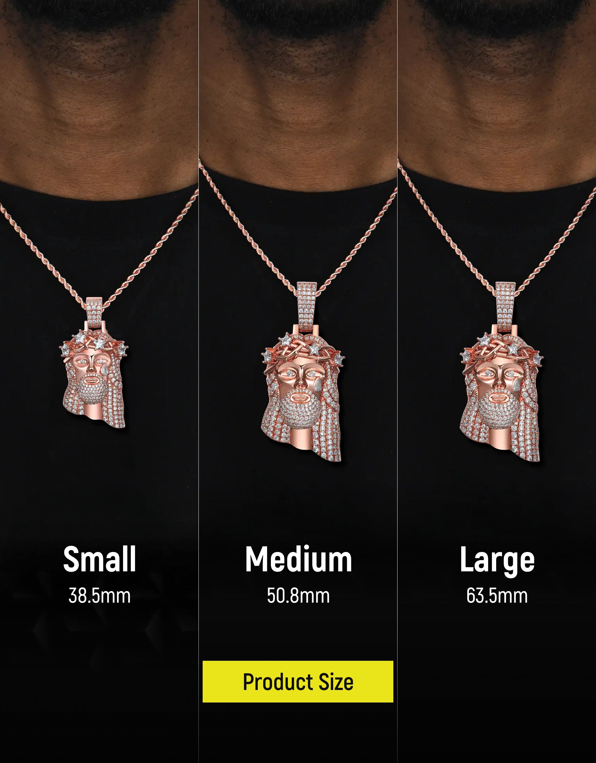 Rose Gold Stellar Jesus Pendant - Medium