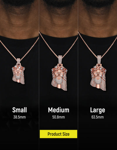 Moissanite Rose Gold Stellar Jesus Pendant - Small