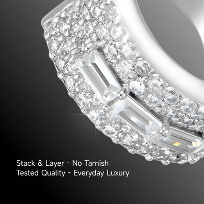 Moissanite S925 Tri-Baguette Hoop Earring