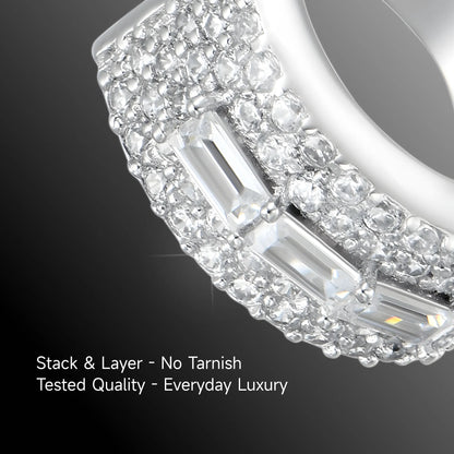 Moissanite Tri-Baguette Hoop Earring
