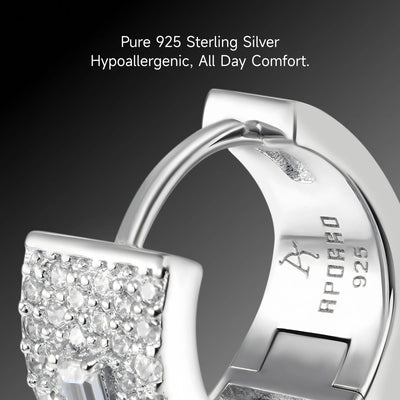 Moissanite S925 Tri-Baguette Hoop Earring