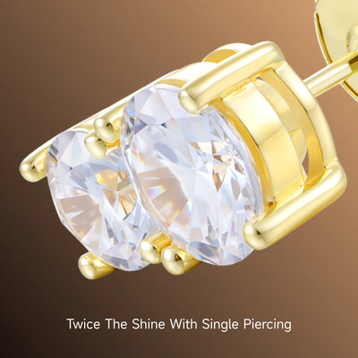 Moissanite S925 Toi et Moi Twin Rounds Stud Earrings