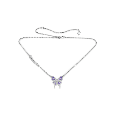 Custom Moissanite Purple Butterfly Necklace