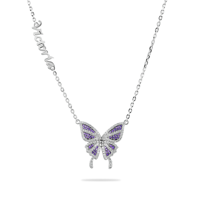 Custom Moissanite Purple Butterfly Necklace