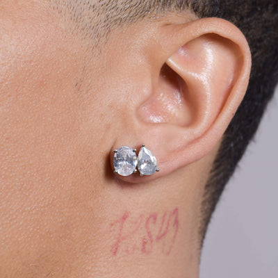 Moissanite S925 Toi et Moi Oval & Pear Stud Earrings