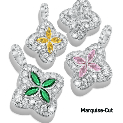 Iced Luminous Clover Pendant - Yellow Diamond