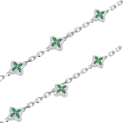 Iced Luminous Clover Adjustable Necklace - Green Diamond