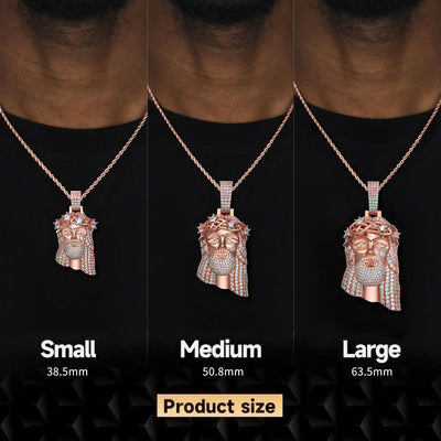 Moissanite Rose Gold Stellar Jesus Pendant - Medium