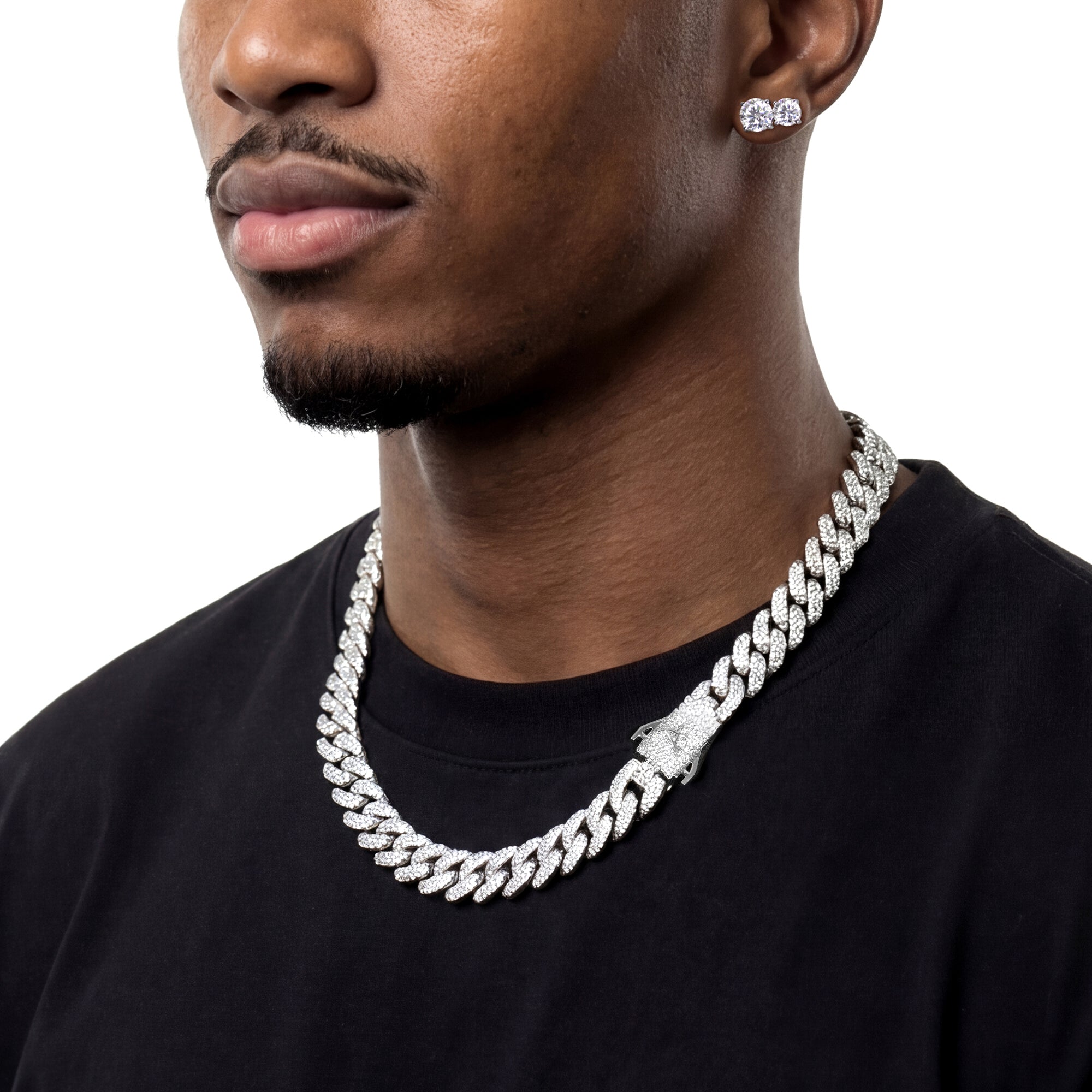 Boss Cuban Chain + Twin Round Stud Earring Set