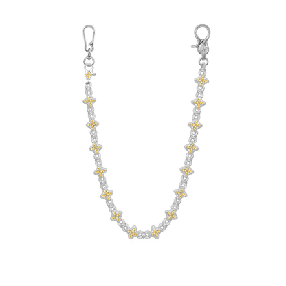 Iced Luminous Clover Necklace & Wallet Chain - Yellow Diamond