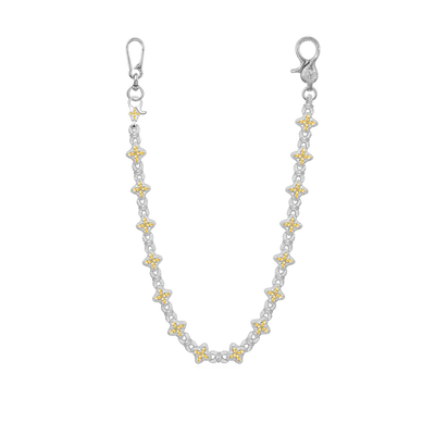Iced Luminous Clover Necklace & Wallet Chain - Yellow Diamond