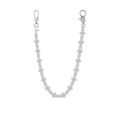 Moissanite Luminous Clover Necklace & Wallet Chain - White Diamond