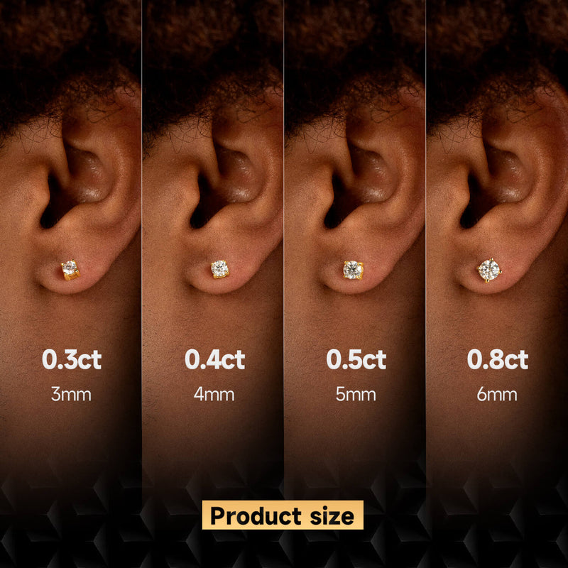 Round Cut Moissanite Stud Earring - Single - APORRO