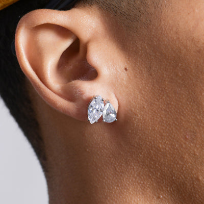 Moissanite S925 Toi et Moi Marquise & Pear Stud Earrings