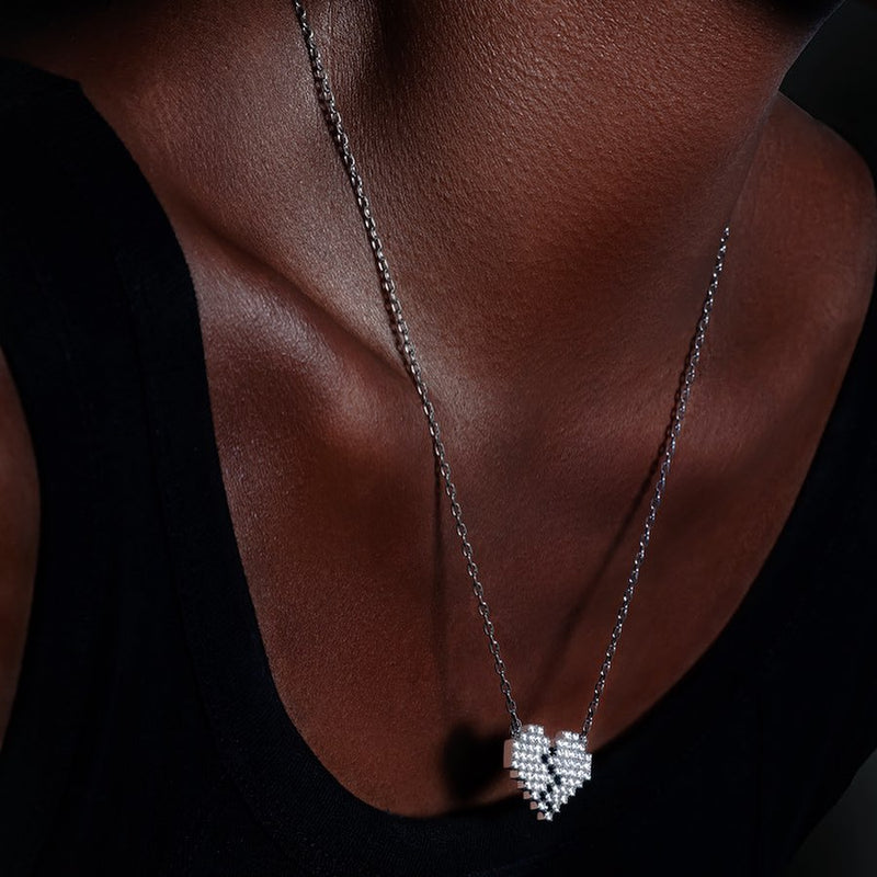 Broken Heart Pixel Adjustable Necklace - APORRO