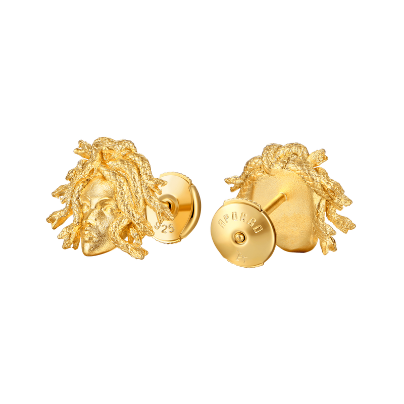 Medusa Stud Earring- Men's silver gold stud earrings - APORRO