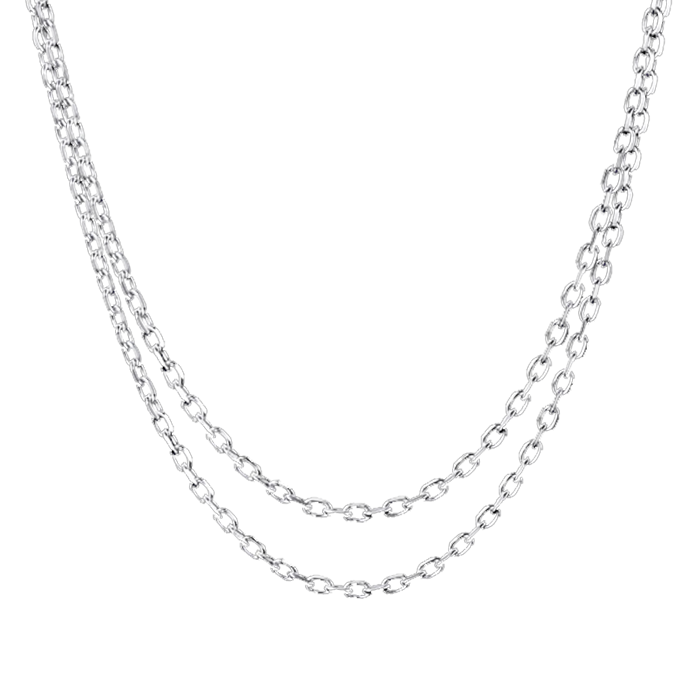 3mm White Gold Cable Chain in 925 Sterling Silver Gift Set - APORRO