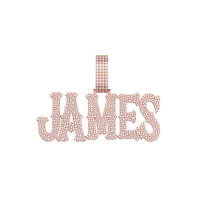 Custom Moissanite Bosox Font/Number Gold Name Pendant - Rose Gold