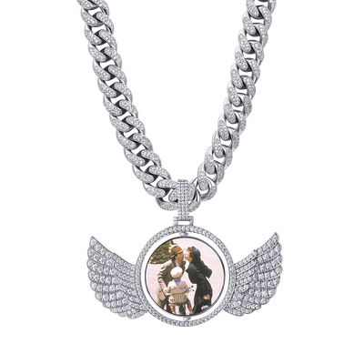 Custom Rotating Wings Photo Pendant