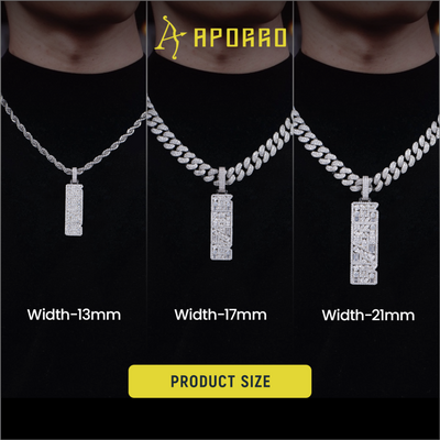 Custom Iced Mix-cut Vertical Pendant - Width - 21mm